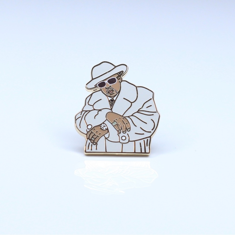 Tony Snow (pimp-c) player Stylish White and Gold Enamel Pin - Picture 6 of 11